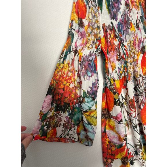 Vince Camuto Floral Boho Blouse Multicolor 3/4 Sleeve Lightweight Top Medium - Picture 5 of 11